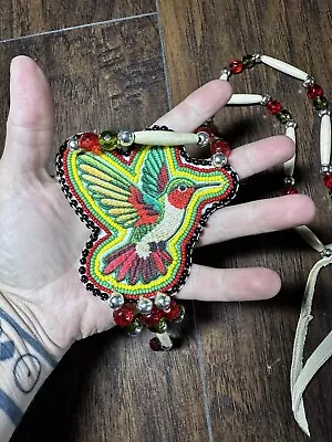 Native American Beadwork Hummingbird Native Beaded Medallion Pow Wow Regalia • $110