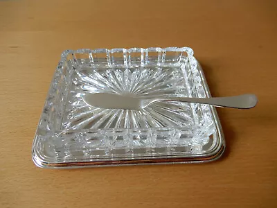 £25 • Buy 1970’s, Italian, Olri Silver Plated Butter Dish W Spreader & Cut Glass Liner