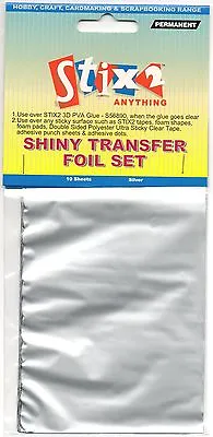 10 Sheets Transfer Foils Shiny Metallic Silver Cardmaking Hobby Stix2 S57112 • £2.45