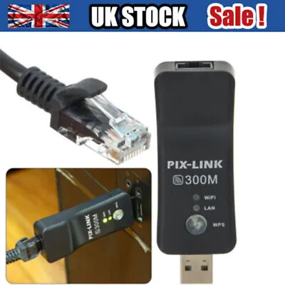 Samsung Capable Smart TV LAN Adapter Ethernet WiFi Wireless Dongle 300M RJ-45 UK • £10.99