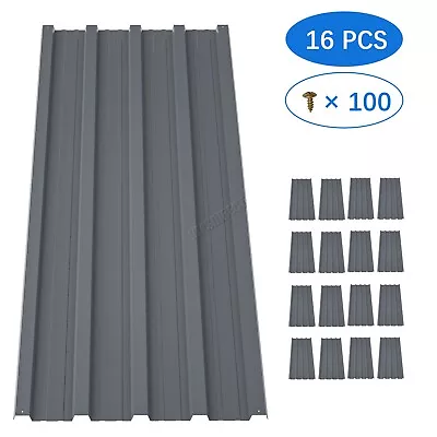 16PCS Galvanized Metal Roof Sheets Panels Corrugated Roofing Garage Shed Grey • £69.99