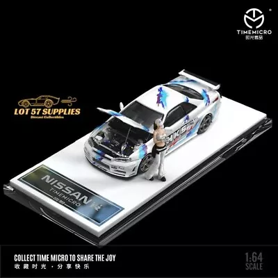 TimeMicro Nissan Skyline GTR-R34 White HKS Figure Version 1:64 • $36.99