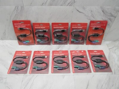 $25 • Buy 10 LOT - Monoprice PS/2 Keyboard/Mouse To USB Converter Adapter Black 110934