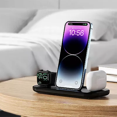 3in1 Fast Charging Station Charger Stand For Apple Watch Ultra/9 IPhone 13 12 14 • £8.99