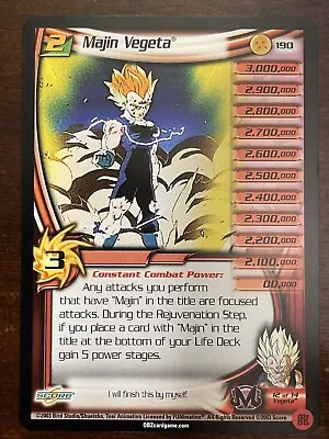 Majin Vegeta Non Foil Rare 190 LIMITED LV2 DBZ CCG Dragon Ball Z Score TCG Card • $10