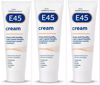 3x E45 Cream Dermatological - Dry Psoriasis | Itchy Skin | Eczema | Sunburn- 50g • £10.90