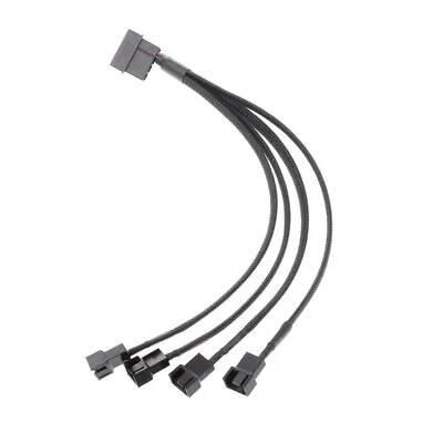 4-Pin Molex Male To 4x 3-Pin/4-Pin PWM Male Sleeved Fan Extension Adapter Cable • £6.16