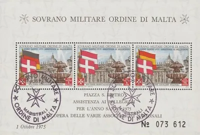 Sovereign Military Order Of Malta Souvenir Sheet Year 1975 Control # 073612. CTO • $1.95