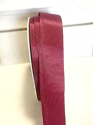 Vintage Moire Fabric Ribbon Burgundy 20 Yards 7/8  Width #5 Full Roll Floral • $7.50