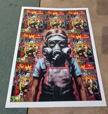 DEATH NYC Ltd Ed Signed Street Art Print 45x32cm Child Gas Mask Scrooge Mcduck • $149.99