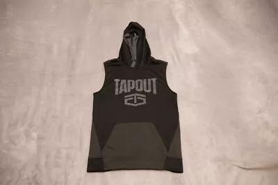 Tapout Sleeveless Hoodie Men Small Black Pullover Pocket WWE MMA UFC Workout • $20