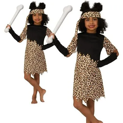 £13.49 • Buy Girls Cave Girl Costume Childs Stone Age Caveman Book Day Girls Fancy Dress