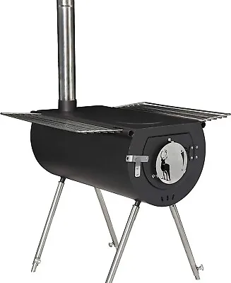 Hot Tent Stove Jack Wood Burning Portable With 7 Vent Pipes Camping Fire Kit New • $112.99