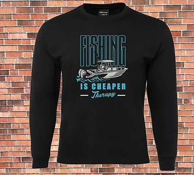 JB's Long Sleeve T-shirt Fishing Is Cheaper Therapy Cool New Design • $29.99