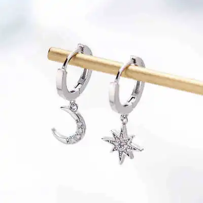 $2.02 • Buy Fashion 925 Silver,Gold Moon Star Earrings Women Drop Dangle Zircon Jewelry Gift