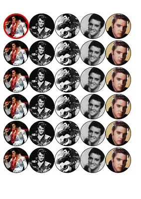 30  Elvis Presley  Edible  Rice Paper Cup Cake Toppers • $3.11