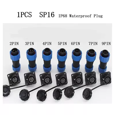 Plug Socket IP68 Square Connector 2-9pin 220-380V Blue Black SP16 ZIF Bar • £6.82