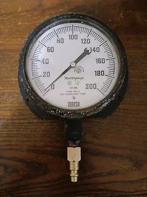 Marsh Instruments Type 100-3 Pressure Gauge 0-200psi 316 Stainless Tube 2lb Subb • $20