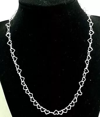 Milor 925 Sterling Silver Delicate Heart Link 17  Chain Necklace 9.0 Grams. • $37