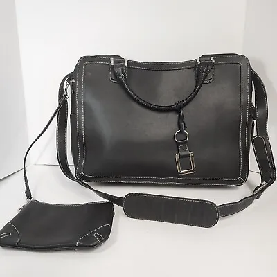 Franklin Covey Leather Business Tote Laptop Bag Briefcase Black • $35.95