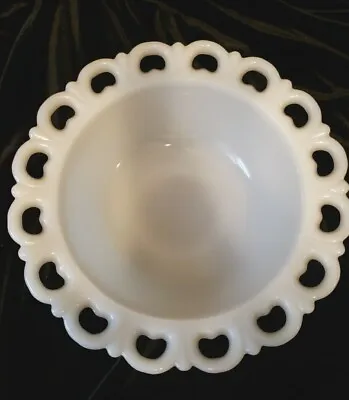 Vintage White Milk Glass Fruit Bowl Open Edge Scalloped Serving Vegetable... • $9.66