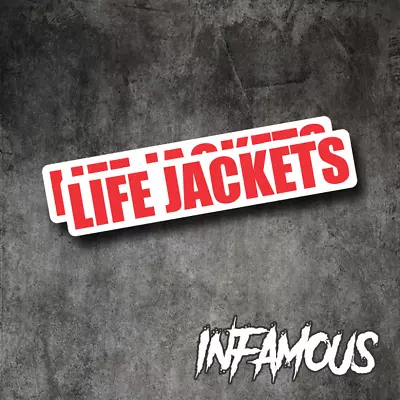 $4.95 • Buy LIFE JACKETS Decals X 2 Warning Fishing Boat Safety Sticker Yacht Dingy
