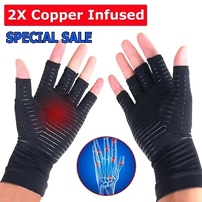 1 PAIR Copper Arthritis Compression Gloves Hand Support Joint Pain Relief USA • $6.49