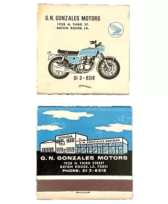 Honda Motorcycle Dealership GONZALES MOTORS Baton Rouge LA Unused 2 MATCHBOOKs • $6