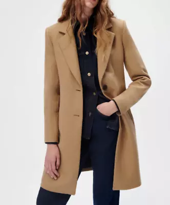 Zara Women New Wool Blend Coat Menswear  Style Camel 2411/289 2668/289 Xs • $239.78