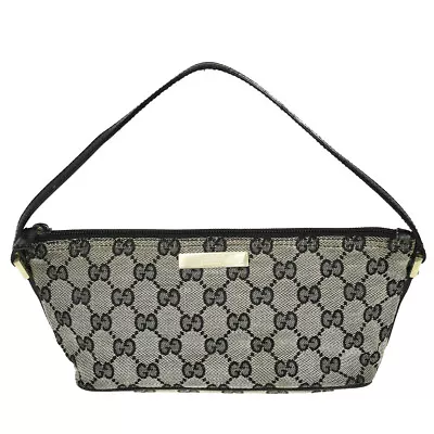 $197.60 • Buy GUCCI Logo GG Pattern Mini Hand Bag Canvas Leather Black Made In Italy 01YA322