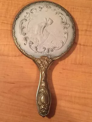 Vintage French Style Angel Carved Brass Handheld Vanity Mirror • $89.99