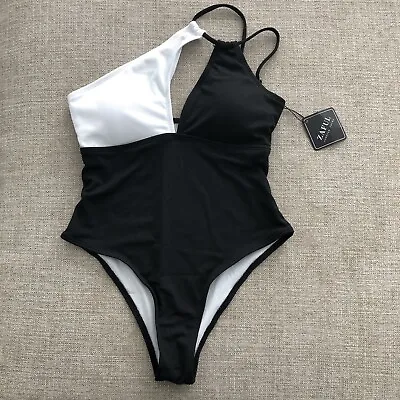 Zaful One Piece Swimsuit One Shoulder Women’s Size S/US 4 Black And White • $14.99