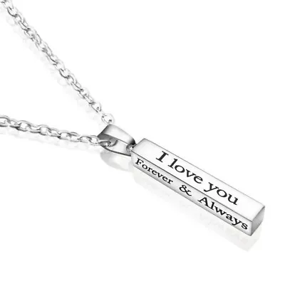 I Love You Always And Forever Pendant Necklace Stainless Steel NEW • £7.99