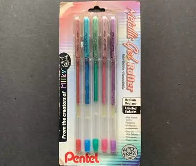 Vintage Pentel Metallic Gel Roller Pens Milky K108 New In Package 5 Pens • $34.99