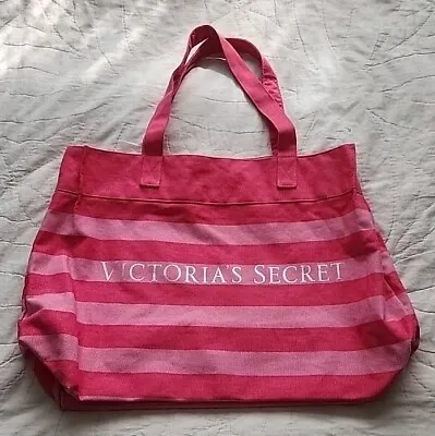 Victoria's Secret Vintage Pink Striped Beach Tote Bag Large  • $12.85