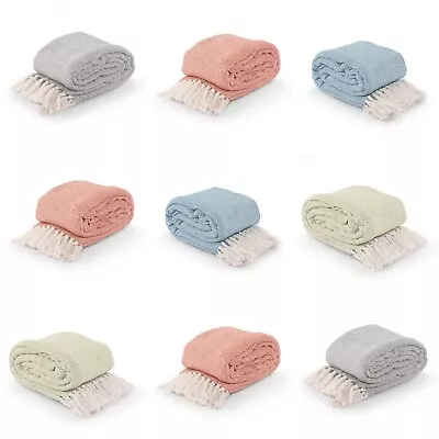 £9.95 • Buy 100% Cotton Large Tassel Diamond Sofa Bed Single Double Warm Throw Over Blankets