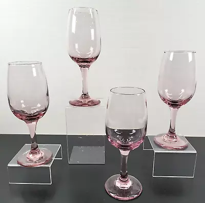 4 Libbey Premiere Pink Water Goblet Set Vintage Elegant Stemware Bar Glasses Lot • $29.97