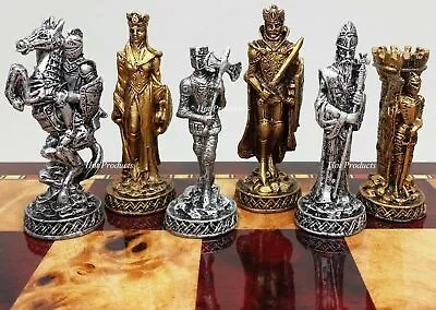  HEAVY  Medieval Times Pewter METAL Chess Men Set Antique Finish- NO Board • $219.95