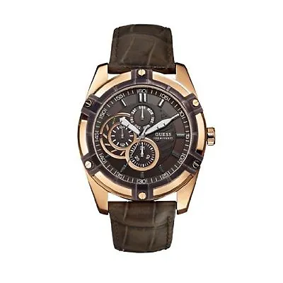 Stunning Guess Mens Watch Brown Leather Classy UK Warranty RRP £219 W0039G3 • £169