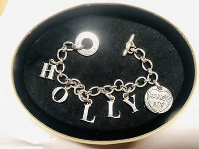 RARE Genuine Links Of London Sterling Silver Bracelet  HOLLY  & Love Heart Charm • £250