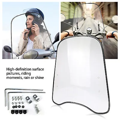 Universal Motorcycle Windshield 18×16.7inch Clear For Motorcycles Electric Car • $28.82