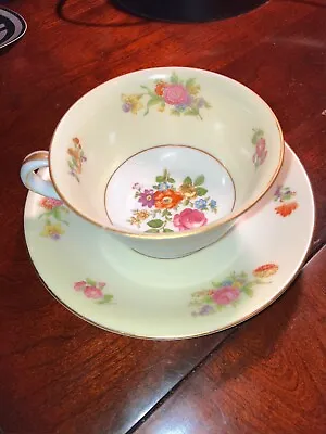 Made In Occupied Japan Rose China Teacup And Saucer Multi Color Flowers • $6.99