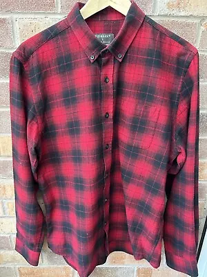 Red Plaid Shirt 100% Cotton Long Sleeve Large • £4