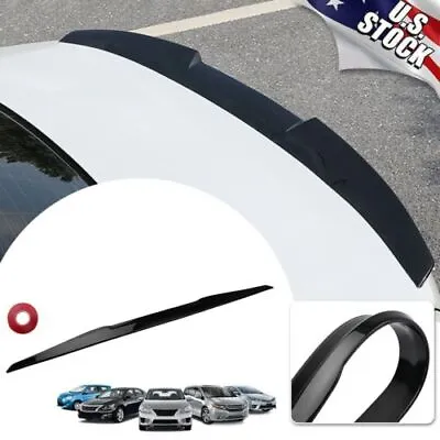 Car Rear Roof Lip Spoiler Tail Trunk Wing Sticker PU Gloss Black 120cm Universal • $34.89