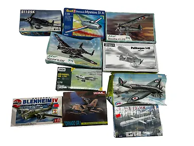 Lot Of 10 Vintage WW2 Plastic Model Plane Aircrafts Airplane Kits Old 1:72  #094 • $55