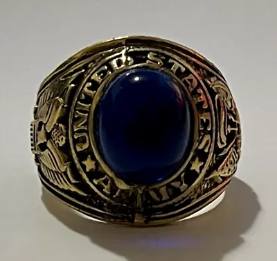 Vintage Ring UNITED STATES ARMY BLUE Stone Vietnam War Era • $30.99