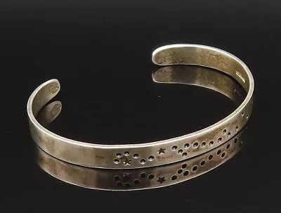 925 Sterling Silver - Vintage Stars & Dots Accented Cuff Bracelet - BT9486 • $66.15