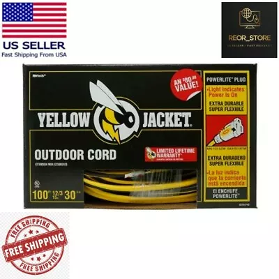 Yellow Jacket 100-ft. Outdoor Extension Cord W/ Lighted Ends Weather-Resistant • $79.73