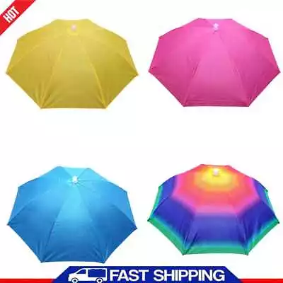 Fishing Umbrella Hat Foldable Outdoor Sun Shade Waterproof Anti-Rain Headwear ? • £4.07