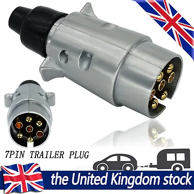 Heavy Duty 7 Pin 12V Electric Trailer Towing Plug Wiring Connector Socket Towbar • £10.59